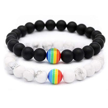 Load image into Gallery viewer, Rainbow Bracelet with Natural Stone White and Black
