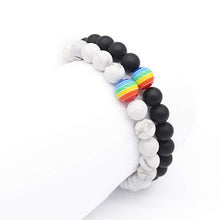 Load image into Gallery viewer, White and Black Rainbow Stone Bracelet
