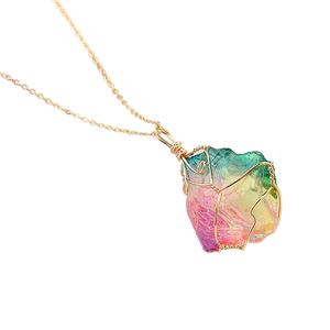 Rainbow Quartz Crystal Gemstone Necklace