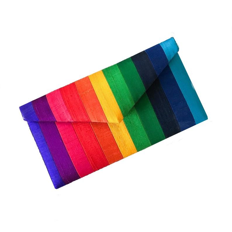 Rainbow Purse Clutch Made from Silk with Stripes