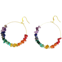 Load image into Gallery viewer, Gemstone Rainbow Hoop Earrings

